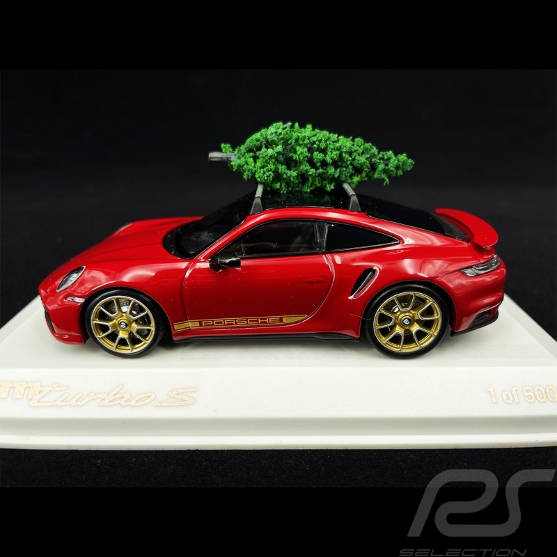 Porsche 911 Turbo S Type 992 2021 Rouge Carmin avec Sapin de Noël 1/43 Minichamps WAP0208100NTBS
