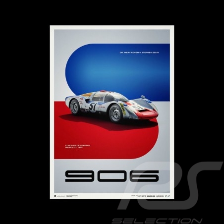 Poster Porsche 906 12h Sebring 1970 Limited edition