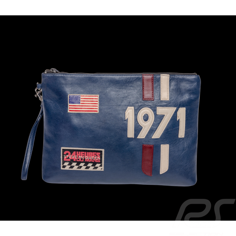 Sacoche Steve McQueen en Cuir Bleu 24H du Mans - Jim 2915 Bleu Sacoche Steve McQueen en Cuir Bleu 24H du Mans - Jim 2915 Bleu