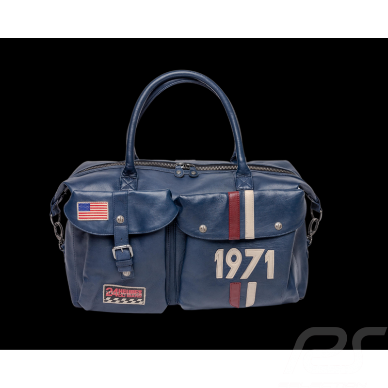 Ledertasche Steve McQueen 24H Du Mans Nolan Blau Ledertasche Steve McQueen 24H Du Mans Nolan Blau