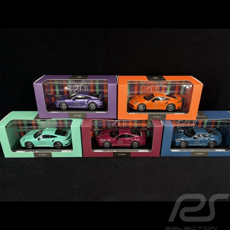Set de 5 Porsche 911 Turbo S Type 992 2021 20ème Anniversaire Chine 1/43 Minichamps