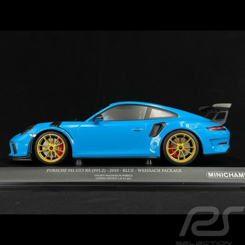 Porsche 911 Type 991 GT3 RS 2019 Bleu Miami Weissach Package 1/18 Minichamps 153068232
