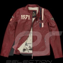 Veste cuir Steve McQueen Le Mans 1971 Racing Rouge sombre - homme