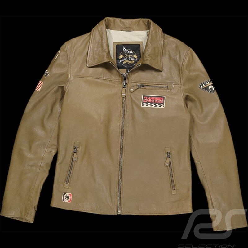 Leather jacke Steve McQueen 24H Du Mans Lewis Khaki - Men