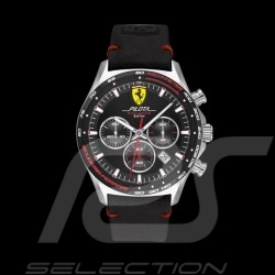 Ferrari Pilota Evo Chrono Uhr Schwarz Leder FE0830710
