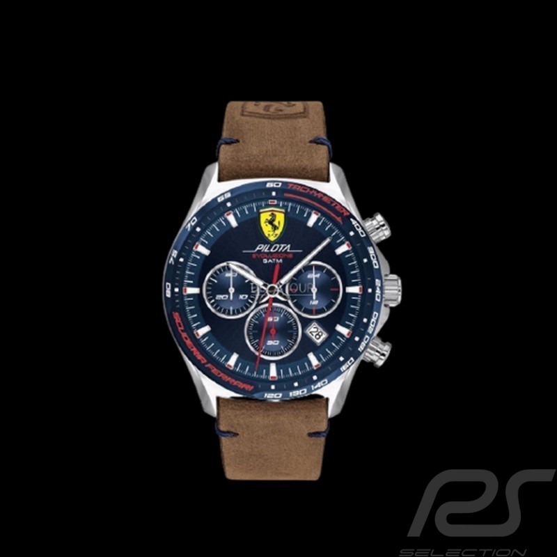 Montre Chrono Ferrari Pilota Evo Cuir Marron FE0830711