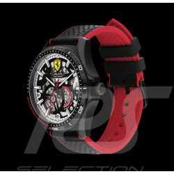 Ferrari Automatikuhr Schwarz Leder / rotes Silikon FE0830837