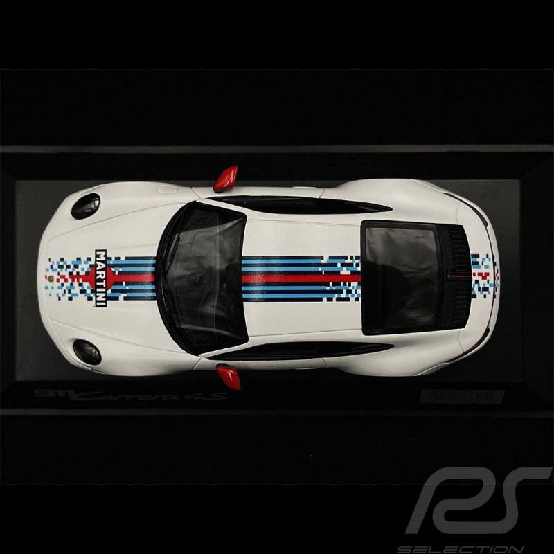 Porsche 911 Carrera 4S Type 992 2020 White Matt / Martini bands 1/43 Spark WAP0201100NCRM