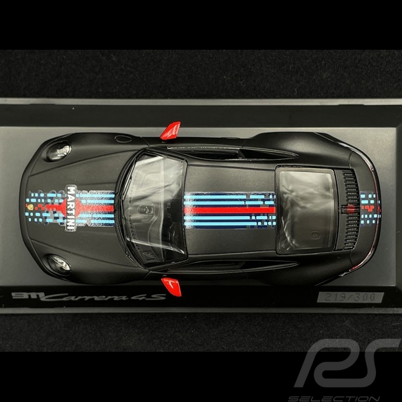 Porsche 911 Carrera 4S Type 992 2020 Noir mat / Bandes Martini 1/43 Spark WAP0201110NCRM