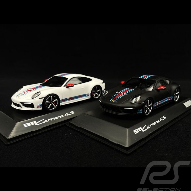 Duo Porsche 911 Carrera 4S Type 992 2020 Schwarz / Weiß / Martini 1/43 Spark