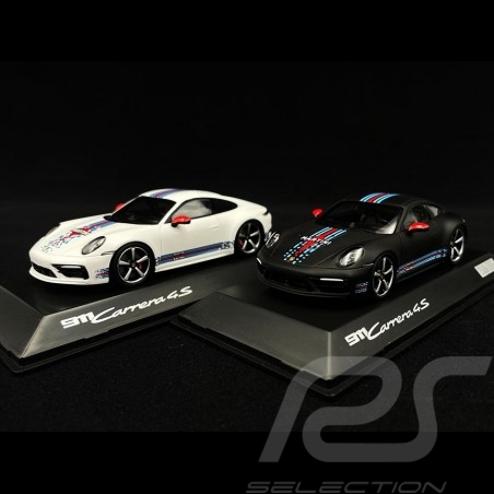 Duo Porsche 911 Carrera 4S Type 992 2020 Black / White / Martini 1/43 Spark