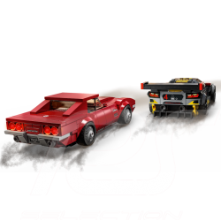 Duo Chevrolet Corvette C8.R Race Car 2020 Black and Corvette 1968 Red Lego 76903