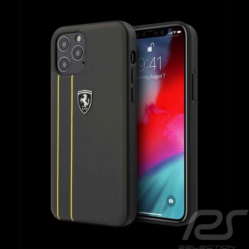 Ferrari hardcase iPhone 12 Pro (6.1") Leather Black FEODIHCP12MDG