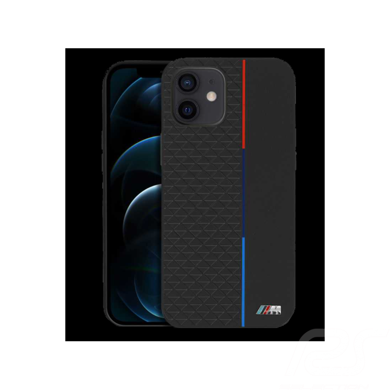 BMW Hülle iPhone 12 Pro Max (6.7") Kollektion Triangle Leder Schwarz BMHCP12LTRTBK