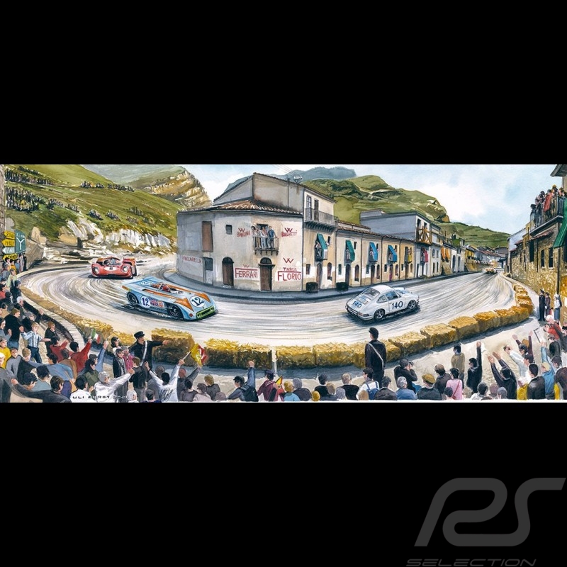 Trio Porsche Targa Florio Schwarz Holzrahmen Exklusive Auflage Uli Ehret - XS