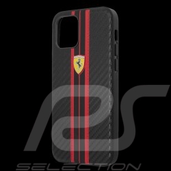 Ferrari coque iPhone 12 Pro Max (6.7") Leder Kohlenstoff Schwarz FESNECHCP12LRE