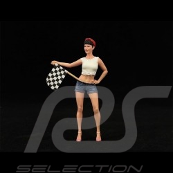 Fille sexy Porsche Grille Départ avec Drapeau à Damier 1/18 Figurine diorama SUN00001FF