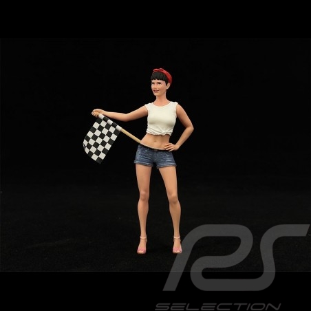 Porsche Gridgirl with checkered flag 1/18 Figurine diorama SUN00001FF