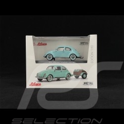 Volkswagen Beetle Kafer with Westfalia Trailer 1958 Turquoise 1/43 Schuco 450269900