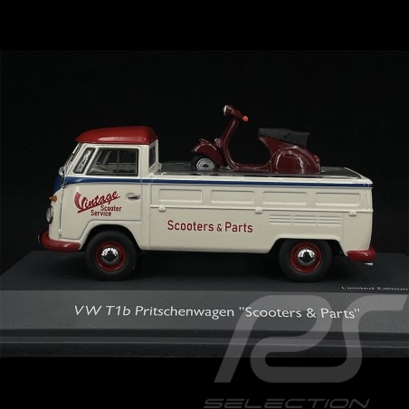 Volkswagen Combi T1b Pick Up 1963 with Scooter Pearl White 1/43 Schuco 450358400