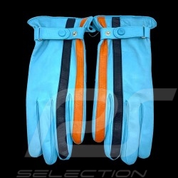Gulf Racing Lederfahrerhandschuhe Gulf Blue / Kontraststreifen - Herren