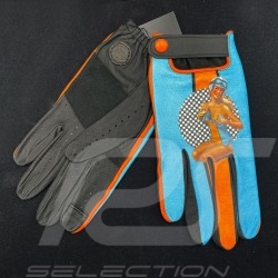 Driving gloves Gulf Racing leather Gulf Blue / Pin Up drawing - men