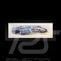Porsche 964 Carrera et RSR Martini Schwarz Holzrahmen 15 x 35 cm Limitierte Auflage Uli Ehret - 750