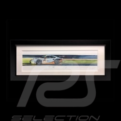 Porsche 991 RSR Gulf Racing 24h le Mans 2018 Schwarz Holzrahmen 15 x 35 cm Limitierte Auflage Uli Ehret - 750