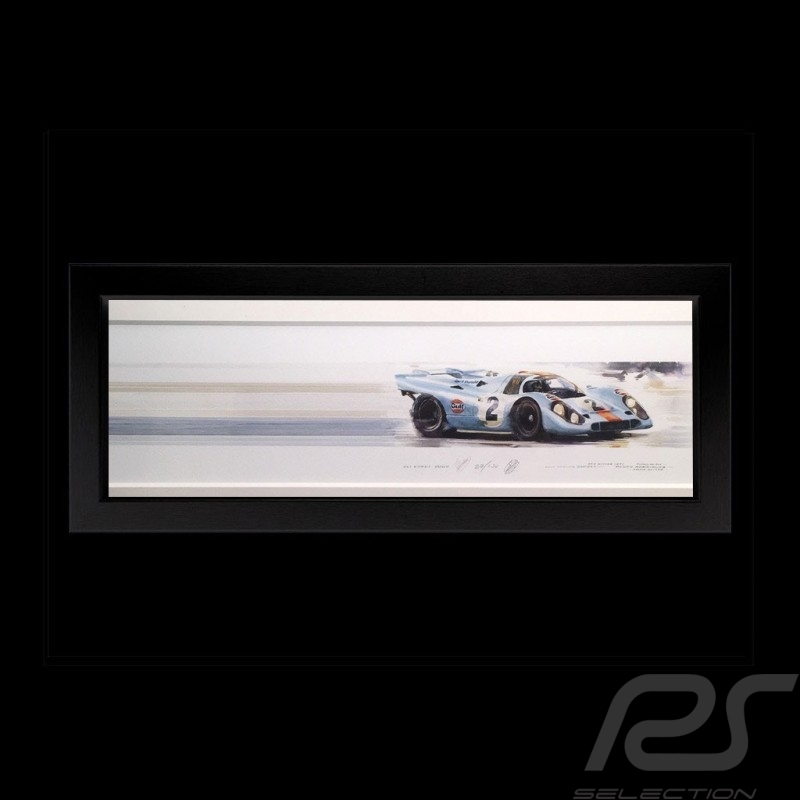 Porsche 917 K Gulf n° 2 Winner 24h Daytona 1971 wood frame black 20 x 52 cm Limited edition Uli Ehret - 238