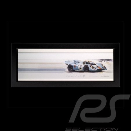 Porsche 917 K Gulf n° 2 Winner 24h Daytona 1971 wood frame black 20 x 52 cm Limited edition Uli Ehret - 238