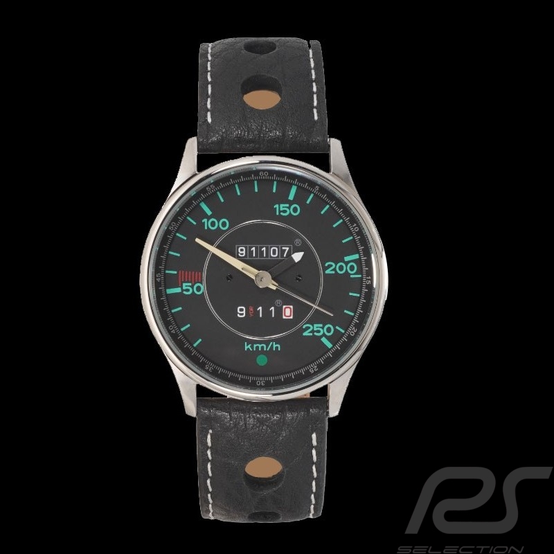 Porsche 911 Klassische Tachometer Uhr chrom Gehause / schwarz Wahl / grüne Zahlen