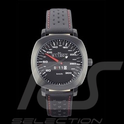 Montre automatique compteur de vitesse Porsche 911 300 km/h  boitier coussin noir / fond noir / chiffres blancs