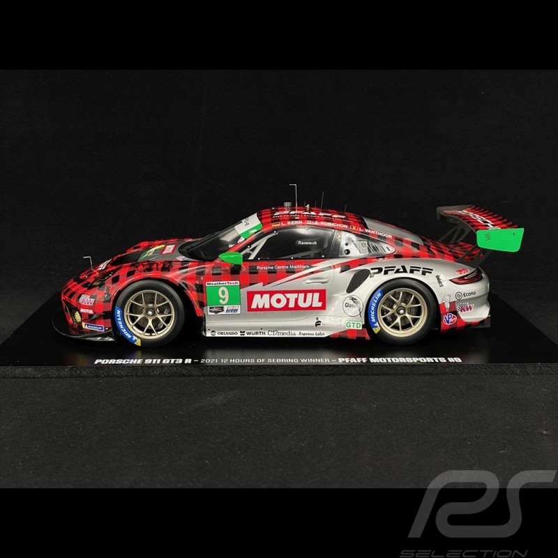 Porsche 911 GT3 R Type 991 n°9 Pfaff Vainqueur 12h Sebring 2021 1/18 Spark MAP02186221 Porsche 911 GT3 R Type 991 n°9 Pfaff Vainqueur 12h Sebring 2021 1/18 Spark MAP02186221