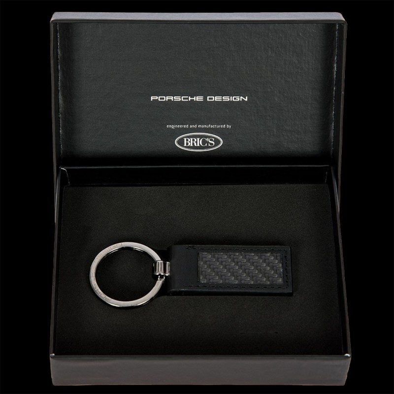 Porsche Design Keyring Metal Bar Carbon Fiber / Leather Black 4056487026282