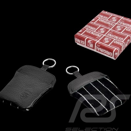 Porsche Classic Key Case Leather / Fabric Black / Thin White Stripes PCG93010010