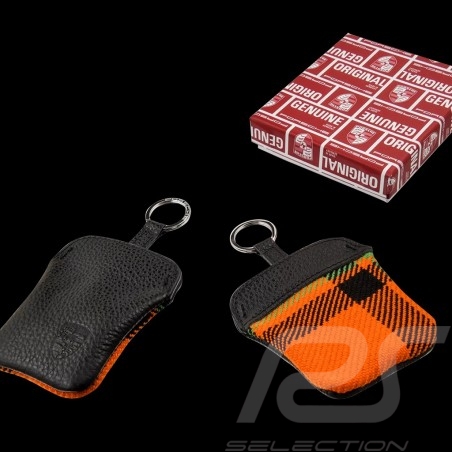 Etui porte-clés Porsche Classic Cuir / Tissu Noir / Tartan orange PCG91410010