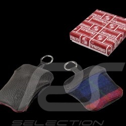 Porsche Classic key case Leather / Fabric Black / Tartan red / blue PCG91110010