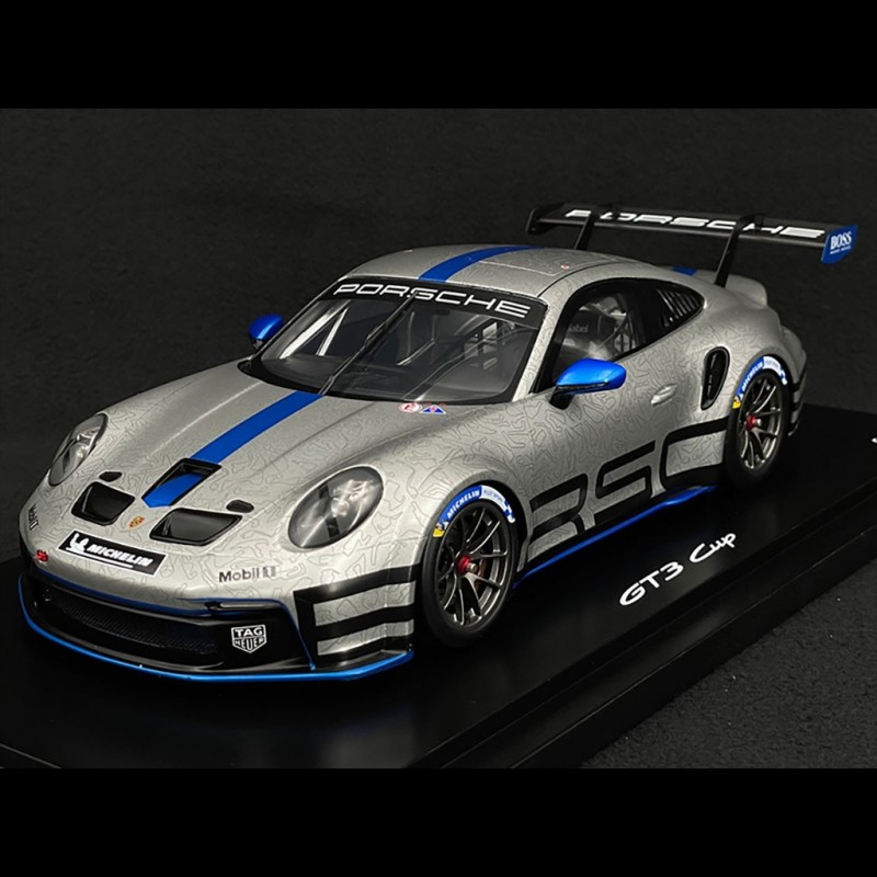 Porsche 911 GT3 Cup Type 992 2021 GT Silver / Shark Blue 1/18 Spark  WAP0219920NGT3