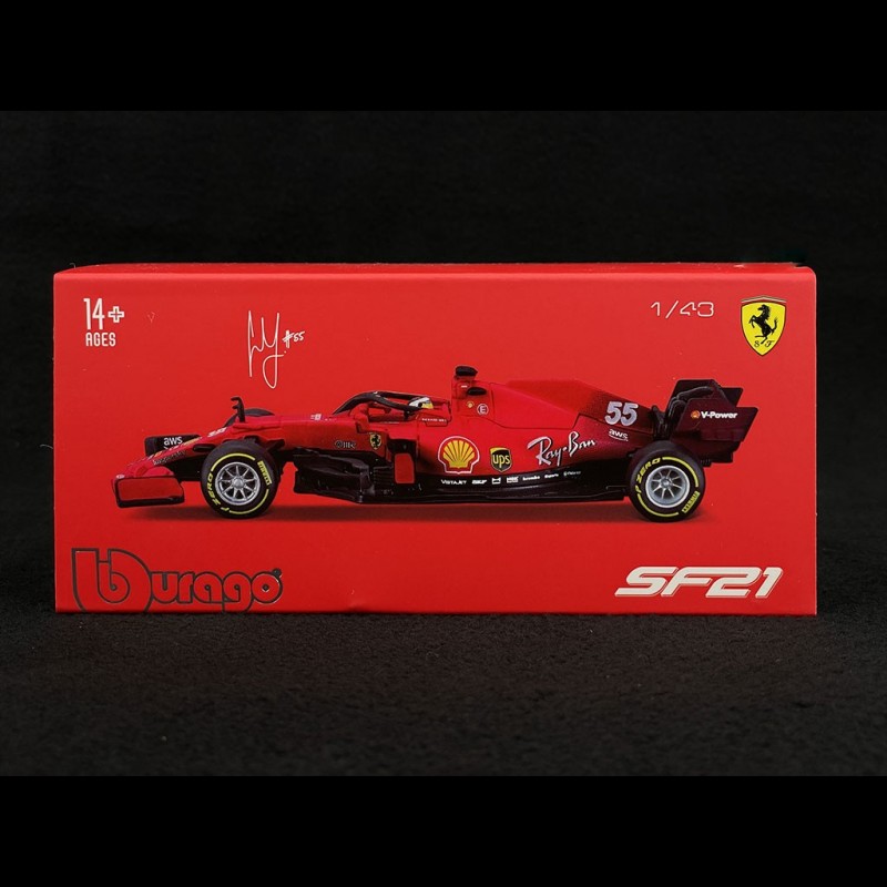 Bburago B18-36829S 1:43 F1 2021 Ferrari SF21 SAINZ, Assorted Designs and  Colours for Unisex Adult