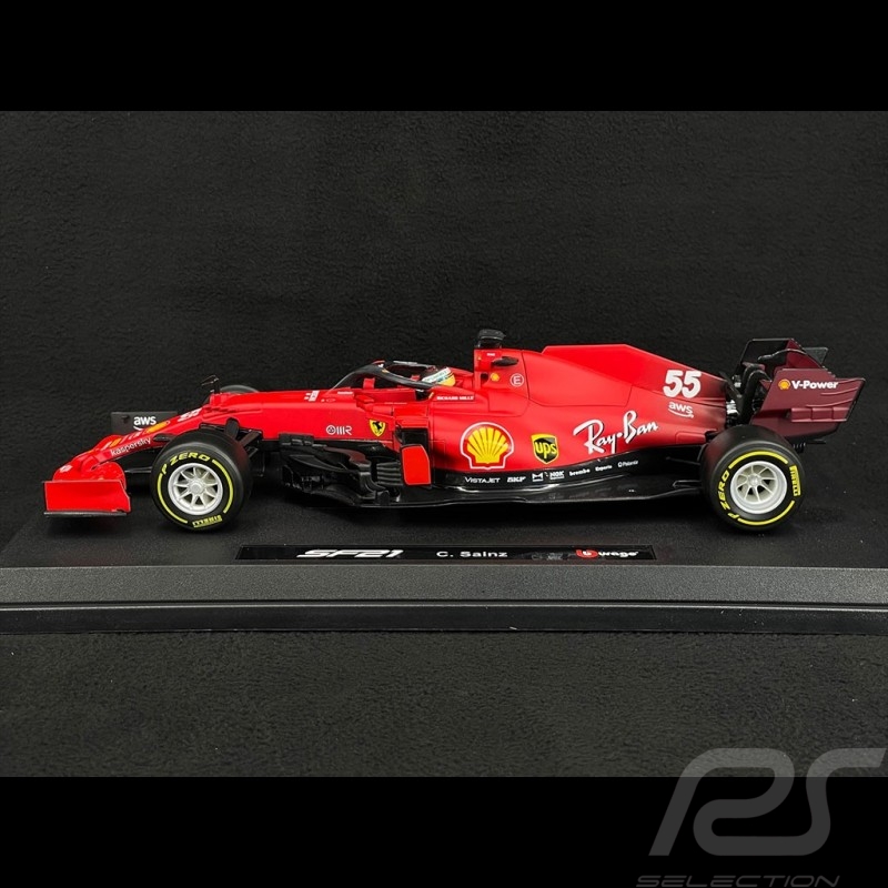 Carlos Sainz Jr. Ferrari SF21 F1 2021 n°55 avec pilote 1/18 Bburago 16809S