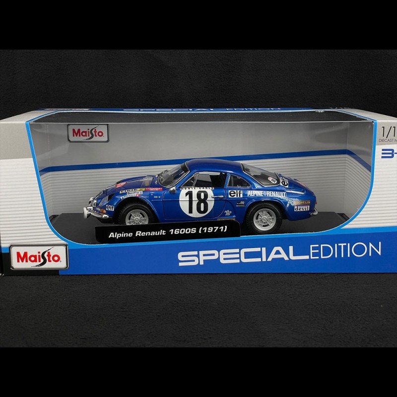 Burago 1/16 Alpine A110 1600S Monte Carlo 1971 #28 – Métal Bleu – État Correct