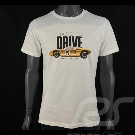 T-shirt Ford GT40 n° 5 Mk One Blanc Hero Seven - Homme