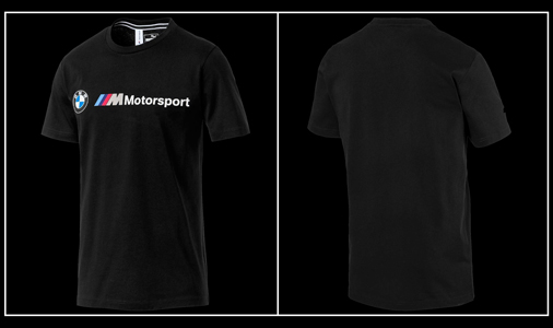 Tee Shirt BMW Motorsport MCS 597998 Noir Blanc Gris Chiné