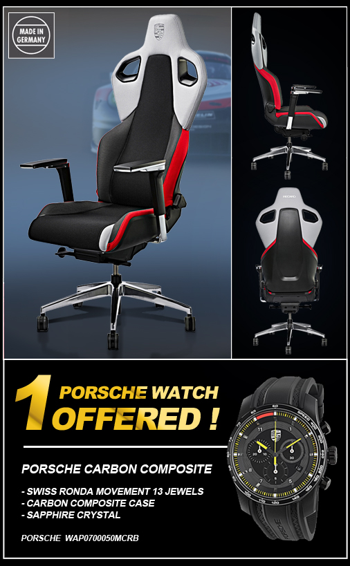 Fauteuil de bureau Porsche Recaro Chaise Gaming Noir Gris Rouge